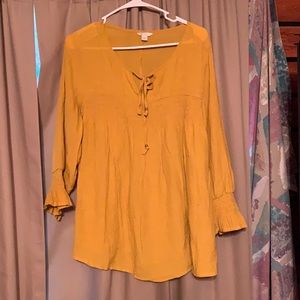 Maurices mustard color blouse.